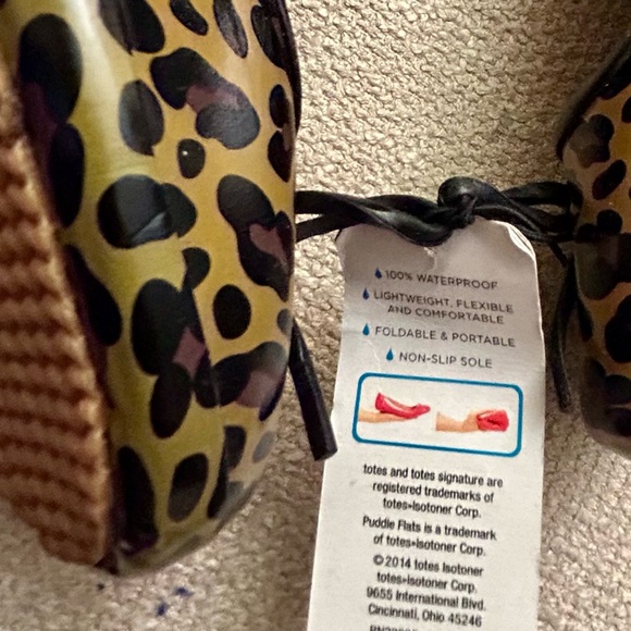 New Totes Waterproof Puddle Flats Rain Shoes SZ 11 - 11.5 Animal Print - Picture 6 of 7
